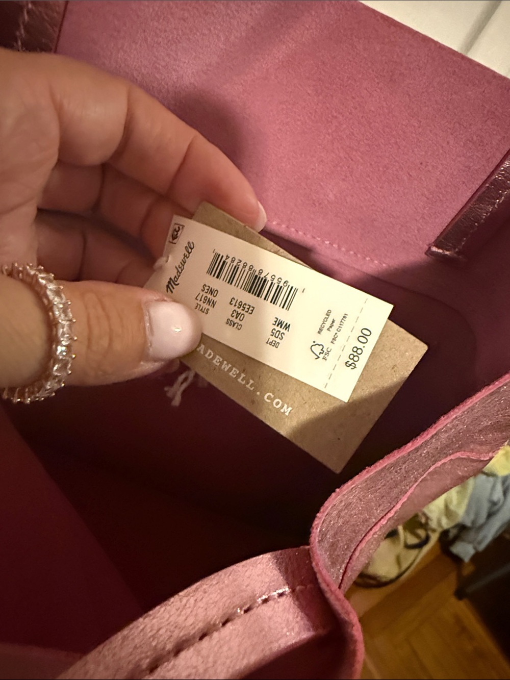 NWT Madewell Leather Pink Tote Bag - Picture 3 of 4